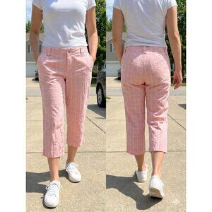 Lauren Ralph Lauren Pink White Windowpane Plaid Capri Pants 30X21